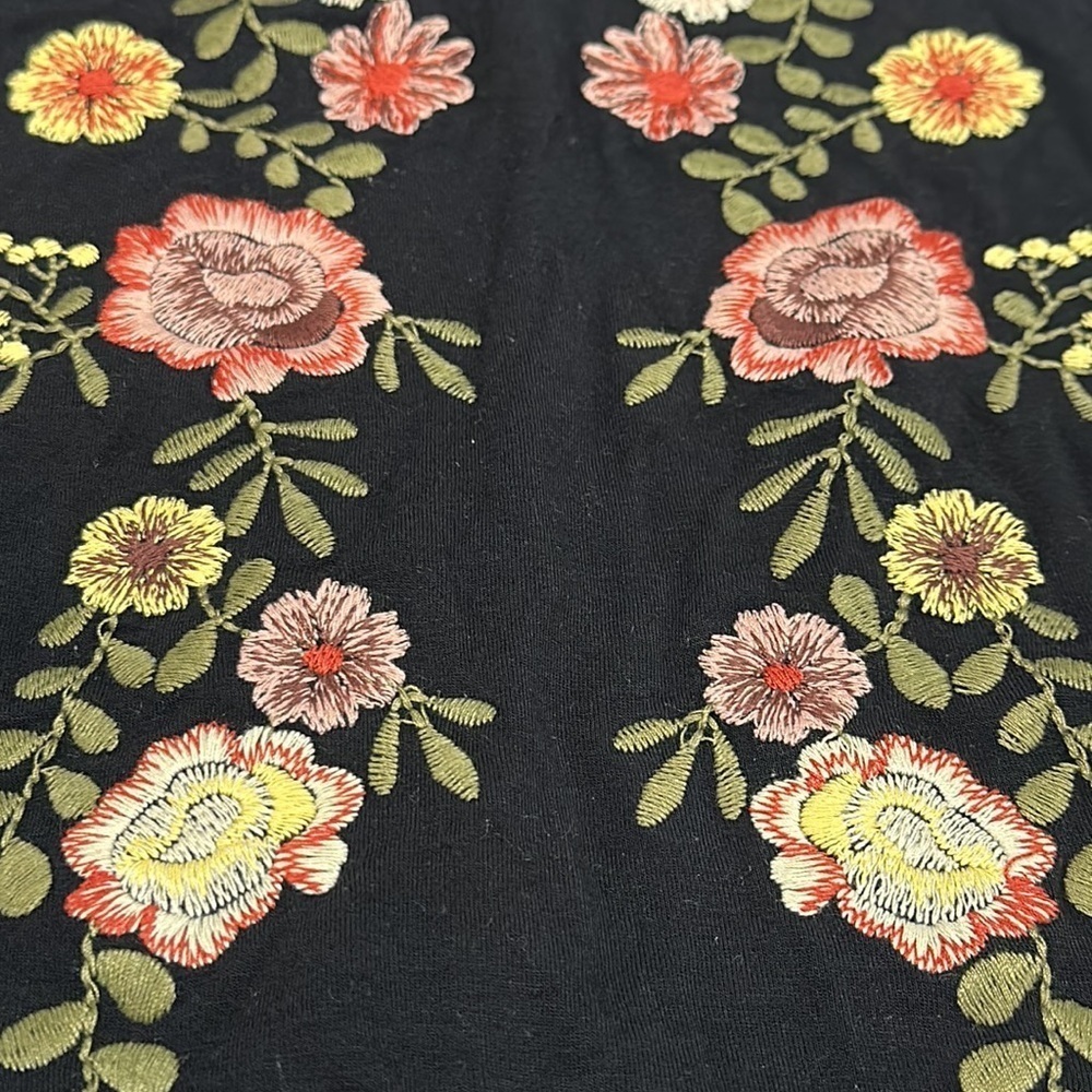 Women’s Black High Neck Long Sleeve Shirt Embroidered Blouse Top Small - Picture 5 of 10